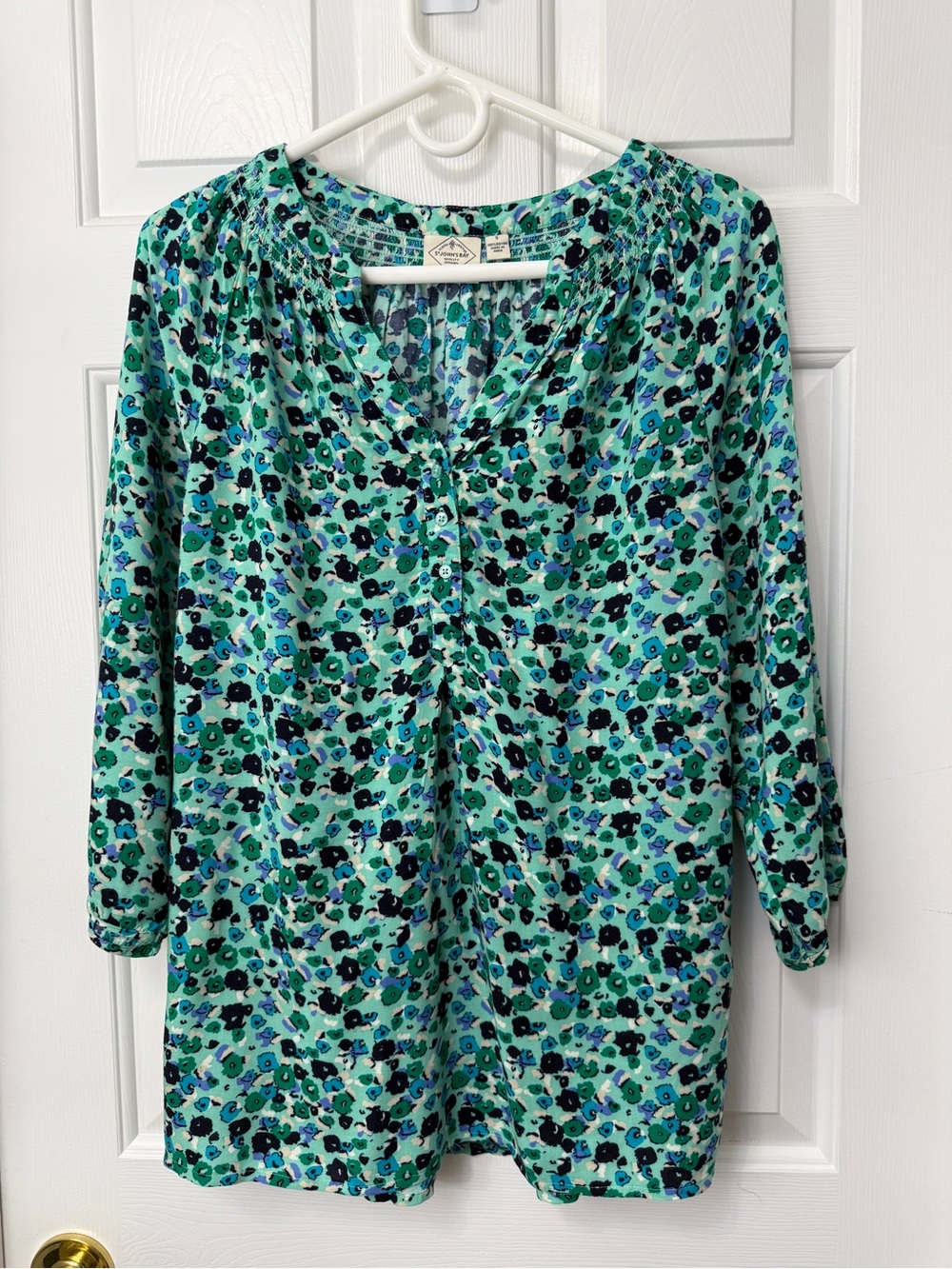 St. John's Bay Mint Green and Blue Floral Tunic Top